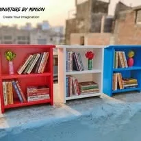 Shelves in red, white and blue